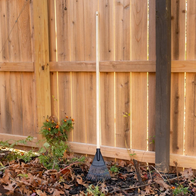 Alt view image 2 of 5 - 8-Inch Expert Gardener Wood and Poly Shrub Leaf Rake