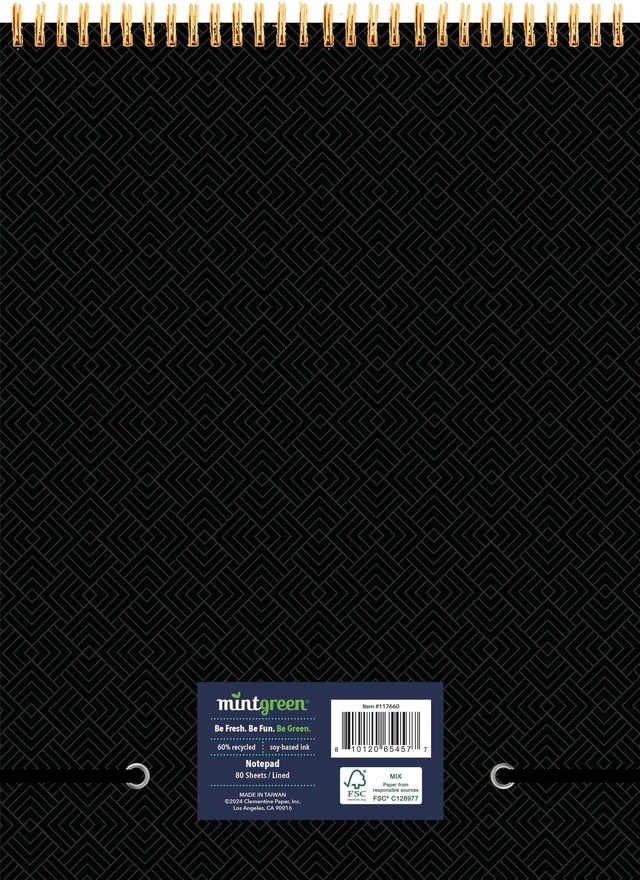 Alt view image 3 of 5 - Professional Series Spiral Top Writing Pad, 8"x10.75", 80 Sheets, Mintgreen, Black
