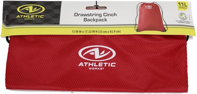 Alt view image 3 of 6 - Athletic Works 11L Unisex Adult Fitness Gym Cinch Sack Backpack, Red
