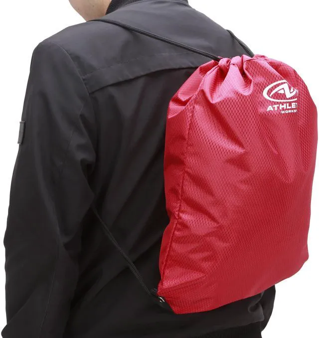 Alt view image 6 of 6 - Athletic Works 11L Unisex Adult Fitness Gym Cinch Sack Backpack, Red