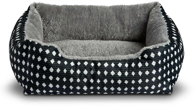 Main image of Vibrant Life Small Cuddler Pet Bed 19" x 15" Black and White Diamonds