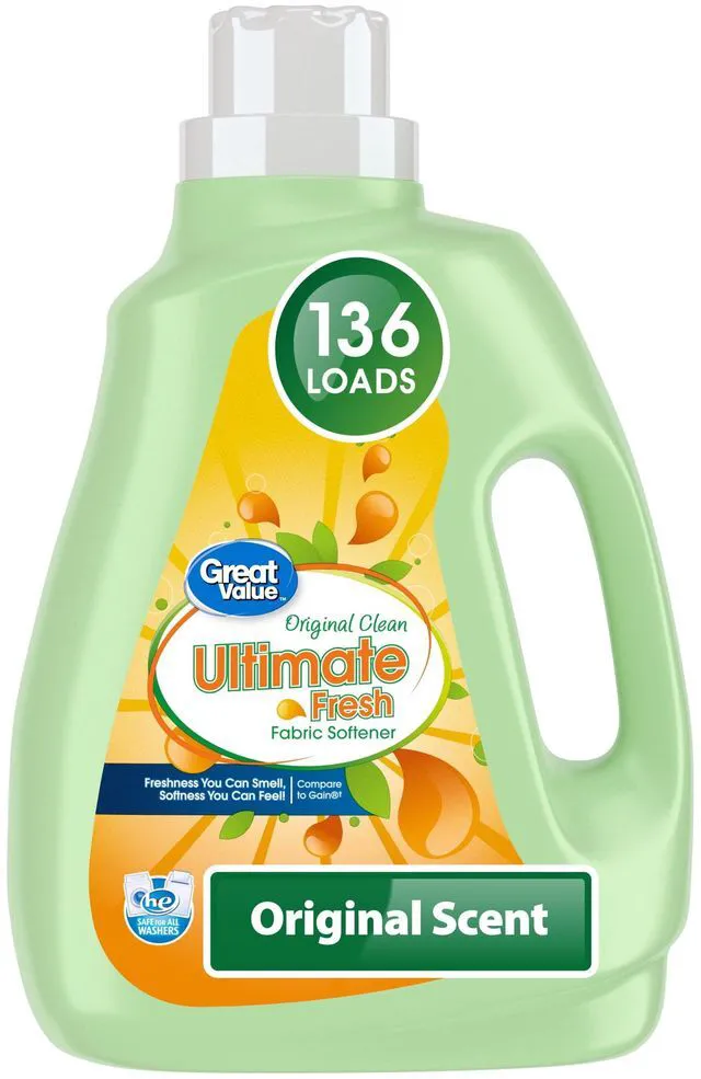 Main image of Great Value Ultimate Fresh Fabric Softener, Original Clean, 100 Fl Oz, 136 Loads, Compare to Gain