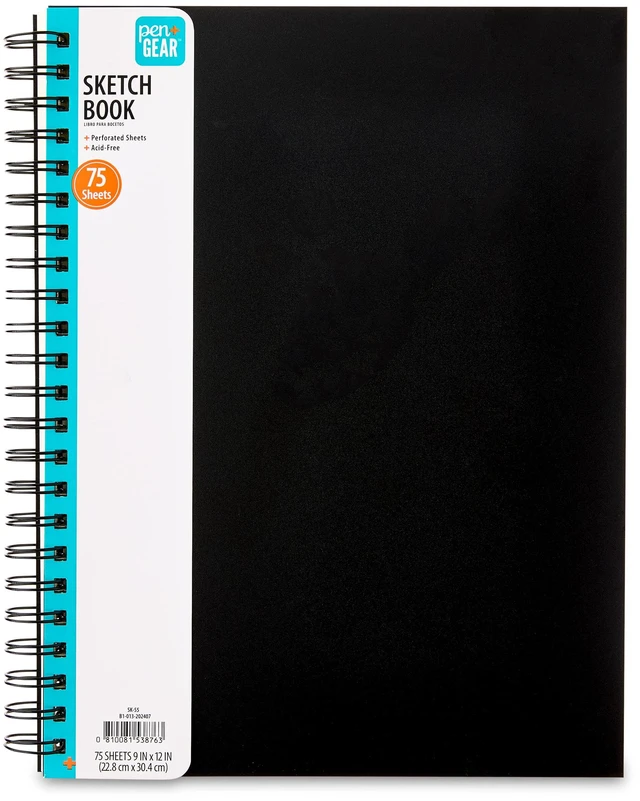 Main image of Pen+Gear Spiral Sketch Book, 12in x 9in, 75 White Acid-Free Perforated Sheets