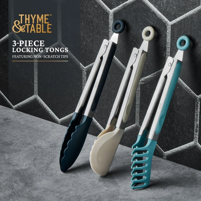 Alt view image 4 of 6 - Thyme & Table Heat Resistant Silicone Locking Tongs, 3-Pack