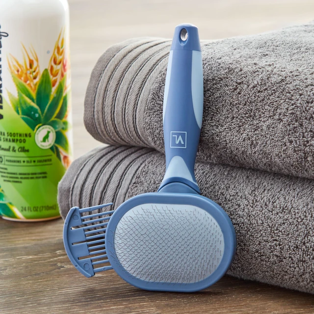 Alt view image 3 of 6 - Vibrant Life Slicker Dog Brush + Cleaning Dog Comb
