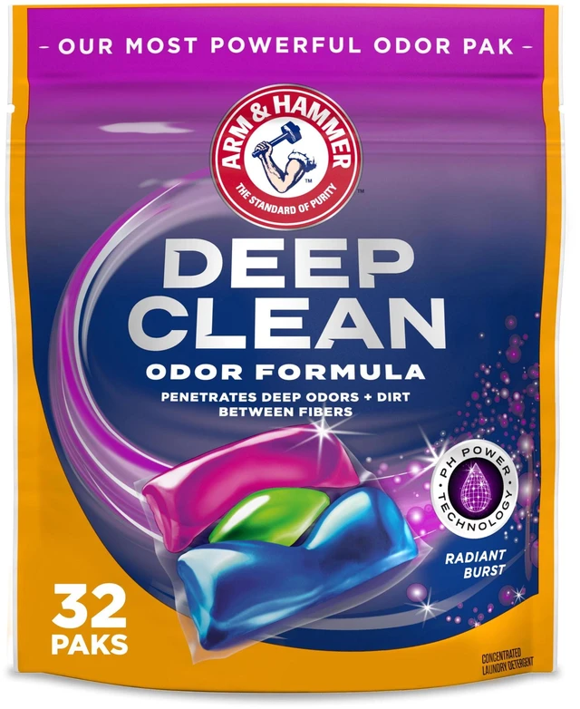 Main image of ARM & HAMMER Deep Clean Odor Formula Detergent Power Paks Radiant Burst 32 Count