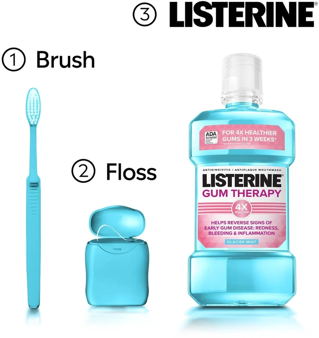 Alt view image 2 of 6 - Listerine Gum Therapy Anti-Gingivitis Mouthwash, Glacier Mint, 1L