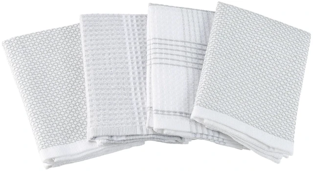 Alt view image 3 of 5 - Better Homes & Gardens 4-Pack Kitchen Towels, Soft Silver