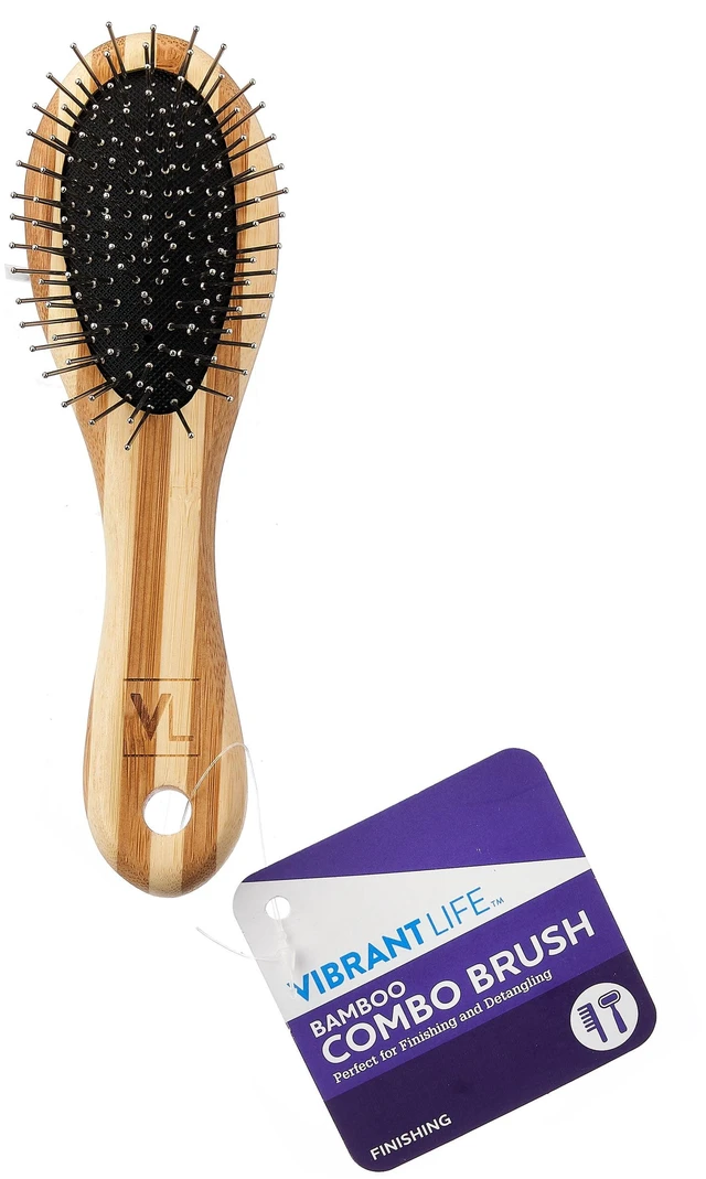 Alt view image 4 of 7 - Vibrant Life Bamboo Pin & Bristle Cat Grooming Combo Brush