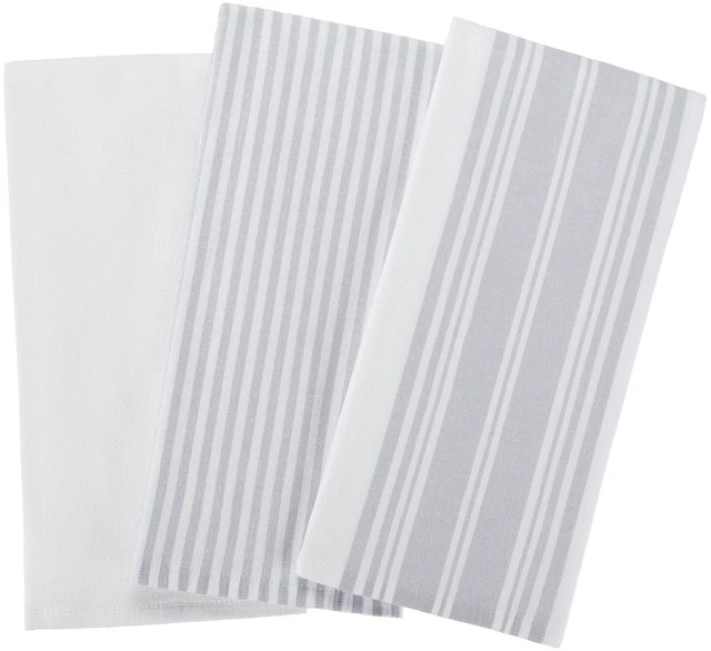 Main image of Better Homes & Gardens Oversized Kitchen Towels, Soft Silver Cotton, 3 Pack