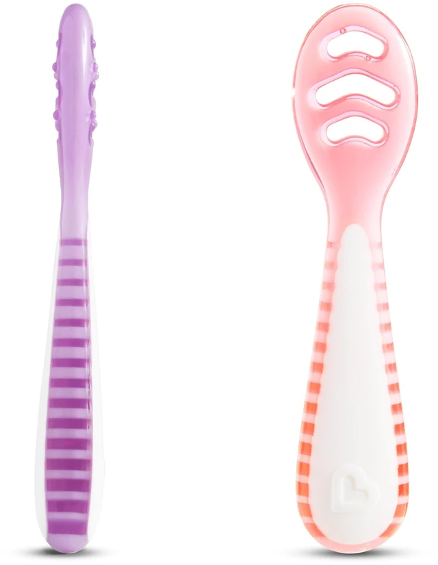 Alt view image 6 of 6 - Munchkin Gentle Dip Multistage First Infant Spoons, Pink/Purple, Unisex, 3 Pack