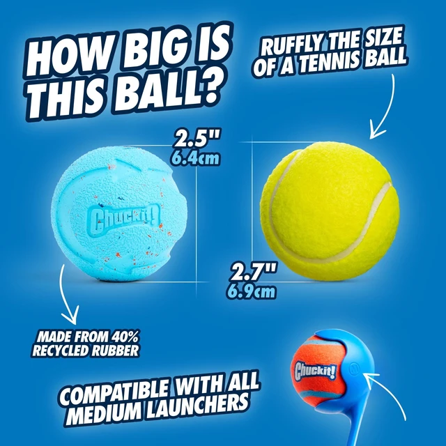 Alt view image 3 of 6 - Chuckit! Rebounce Dog Ball Eco-Friendly Rubber Fetch Toy, Medium 2.5in, 20-60lb, 2-Pack, Bright Blue