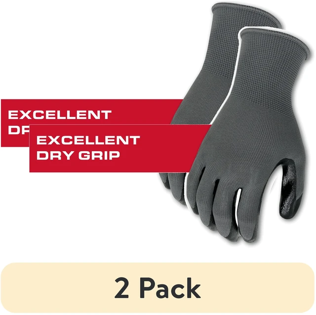 Main image of Hyper Tough 3-Pack Nitrile Grip Gloves, Gray, Latex Free, Large, 2 Pack