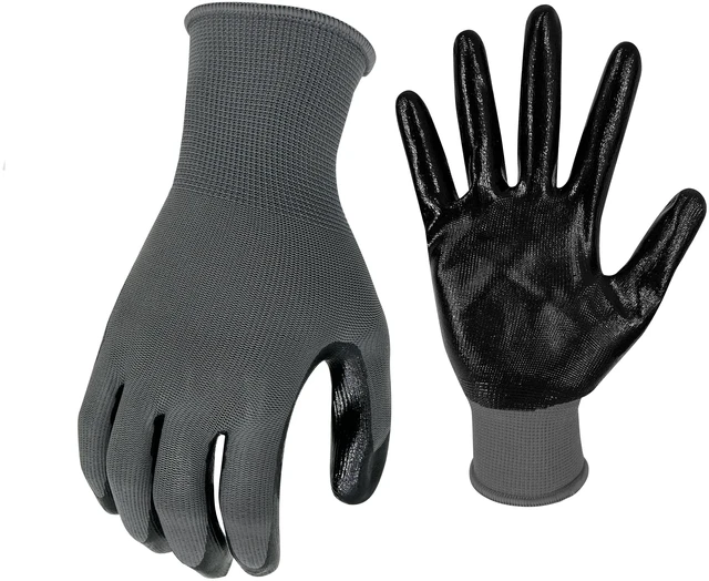 Alt view image 3 of 5 - Hyper Tough 3-Pack Nitrile Grip Gloves, Gray, Latex Free, Large, 2 Pack