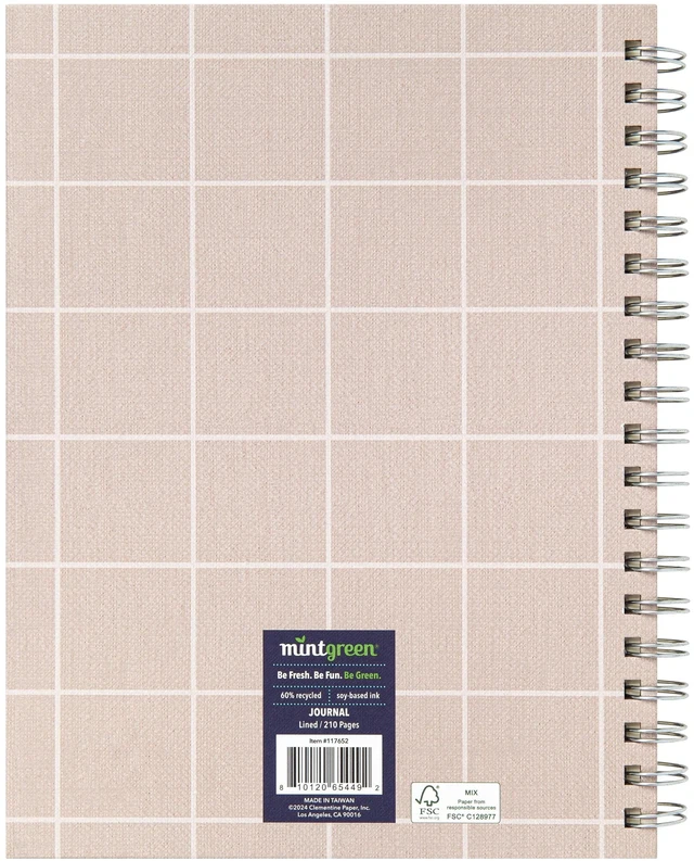 Alt view image 5 of 6 - Mintgreen Spiral Bound Notepad, 7.4" x 9.75", Checked Tan, 105 Sheets