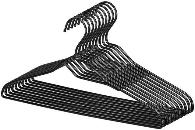 Main image of Better Homes & Gardens Adult Non-Slip Clothes Hangers with Chrome Hook, Black, 10 Pack