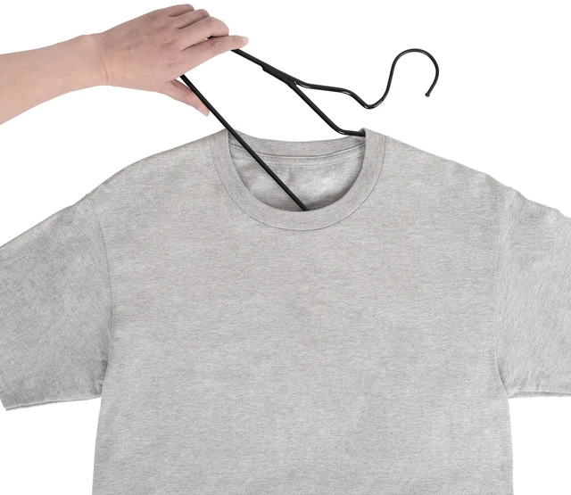 Alt view image 5 of 6 - Better Homes & Gardens Adult Non-Slip Clothes Hangers with Chrome Hook, Black, 10 Pack