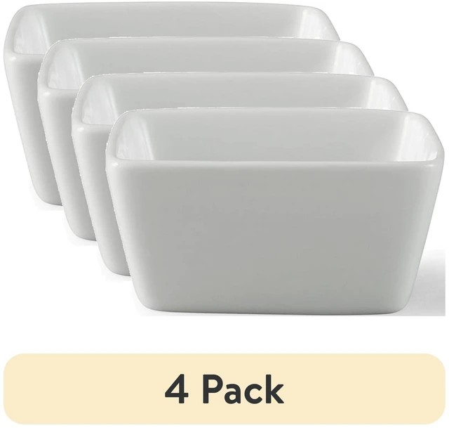 Main image of Better Homes & Gardens White Porcelain Square Dipped Bowl, 6 oz (4 Pack)