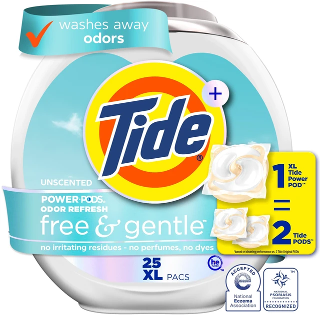 Main image of Tide Power PODS Free and Gentle Odor Refresh Laundry Detergent Packs, 25 Count
