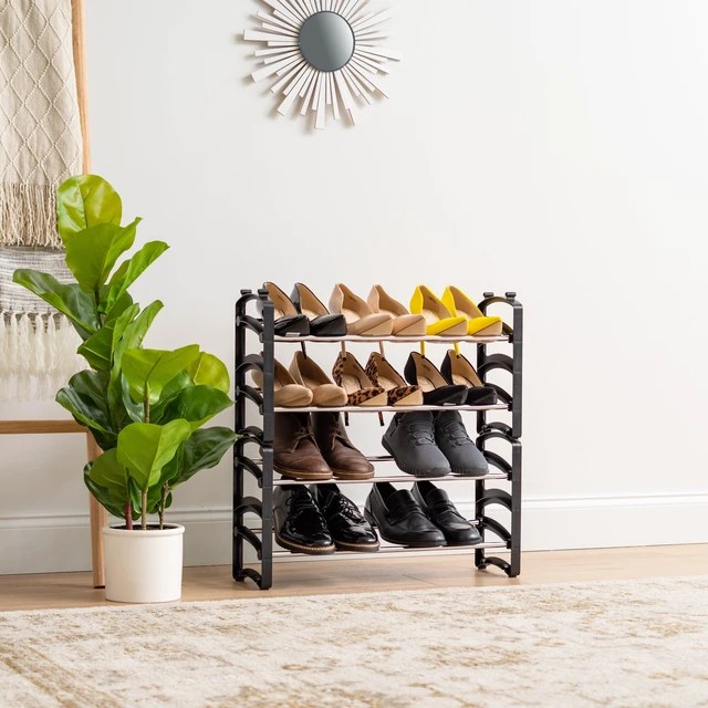 Alt view image 4 of 6 - IRIS 2 Tier 6 Pairs Slim Metar Shoe Racks for Entryway
