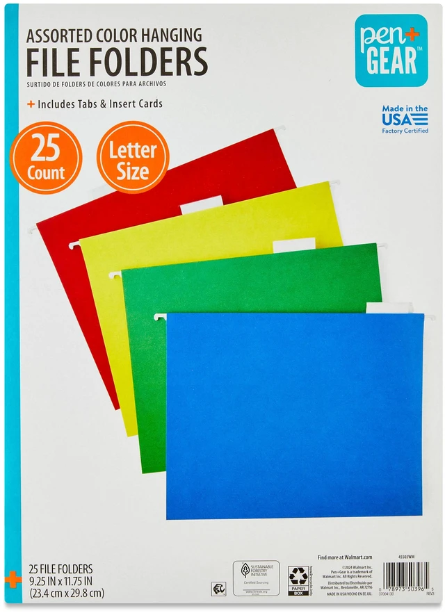 Alt view image 4 of 4 - Pen+Gear Hanging File Folders, Letter Size, Assorted Colors, 25 Count