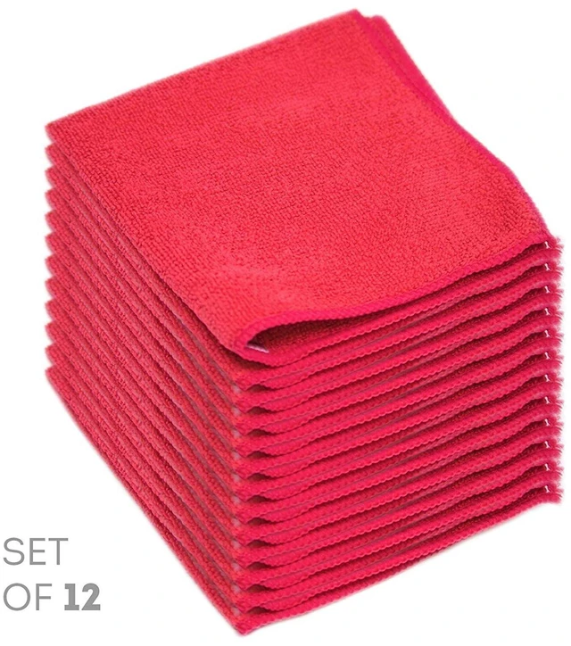 Main image of Etienne Alair Super Soft Microfiber Cleaning Cloth, 12 x 12 Inches, Set of 12, Red