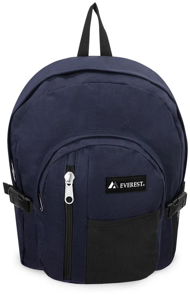 Main image of Everest Backpack, Front Mesh Pocket, Navy Blue Black