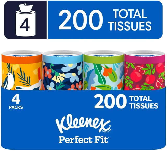 Main image of Kleenex Perfect Fit 2-Ply Facial Tissues Canister, 4 Pack (200 Tissues)