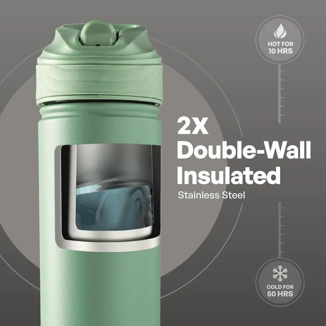 Alt view image 3 of 5 - TAL Ranger 26oz Stainless Steel Water Bottle with Easy Sip Straw, Sage