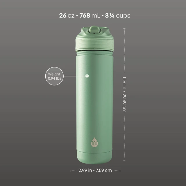 Alt view image 5 of 5 - TAL Ranger 26oz Stainless Steel Water Bottle with Easy Sip Straw, Sage