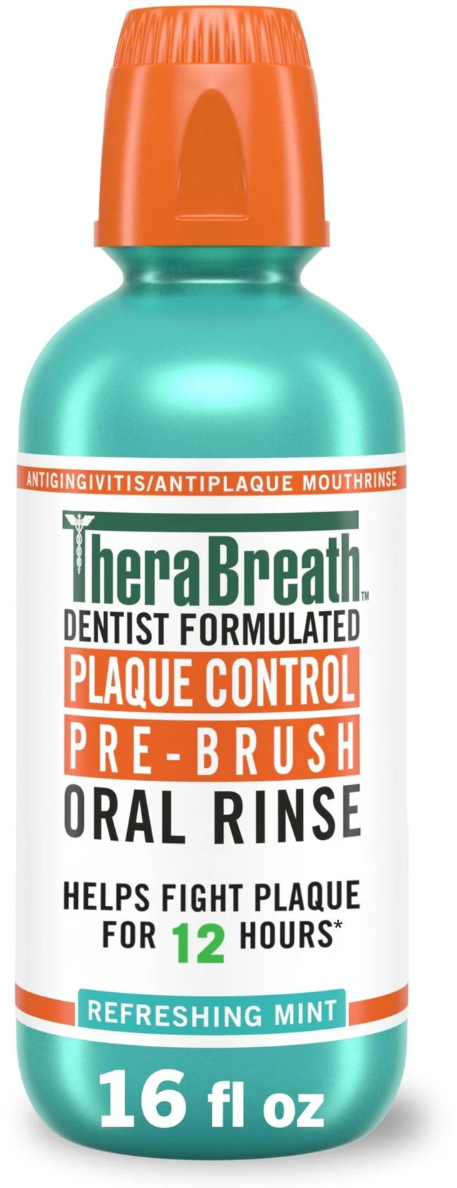 Main image of TheraBreath Plaque Control Pre-Brush Oral Rinse, Refreshing Mint, 16 fl oz