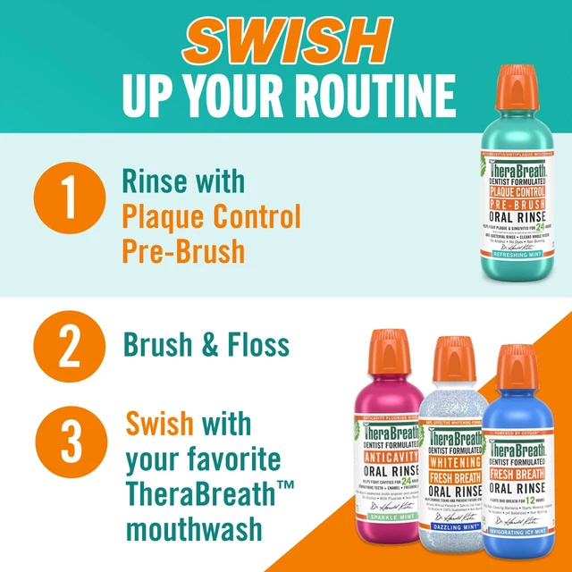 Alt view image 3 of 5 - TheraBreath Plaque Control Pre-Brush Oral Rinse, Refreshing Mint, 16 fl oz
