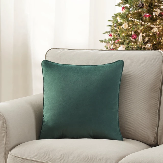 Alt view image 2 of 5 - Holiday Time Green Velvet Decorative Pillow, 18in x 18in