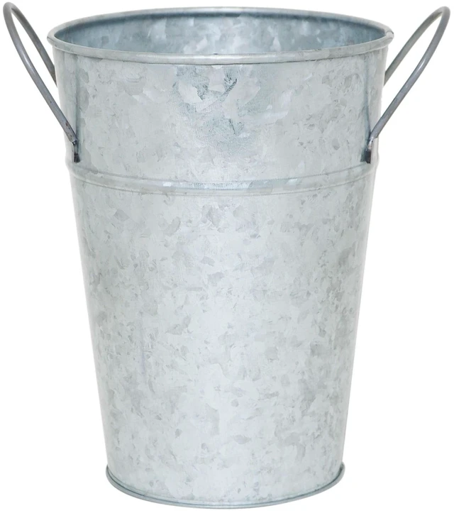 Alt view image 5 of 6 - Mainstays Metal Bucket Planter (2 Pack) 7in High Solid Print Gray