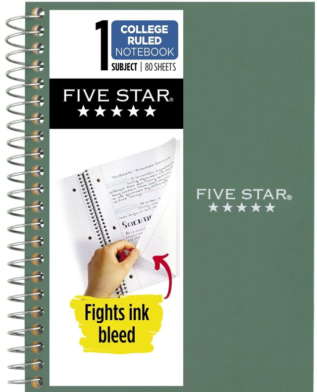 Alt view image 6 of 6 - (4 Pack) Five Star Personal College Ruled Notebook, 4.5" x 7", Seaglass Green, Poly, Spiral, 80 Sheets