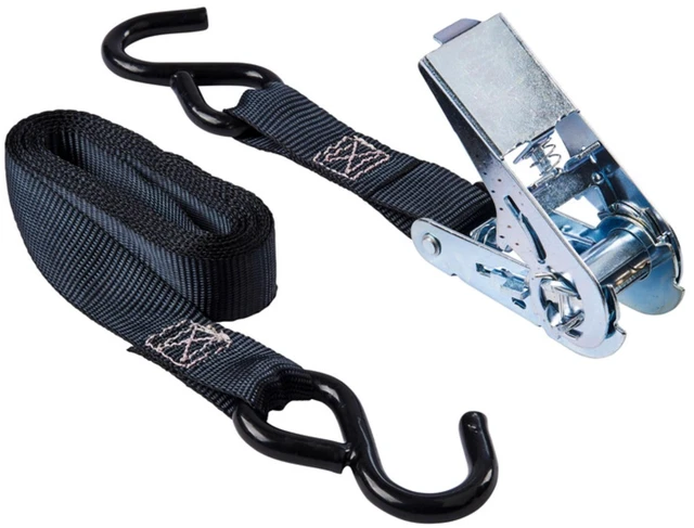 Alt view image 6 of 6 - Hyper Tough 12 Ft x 1 In Black Ratchet Tie-Down with Coated S-Hooks (2-Pack)