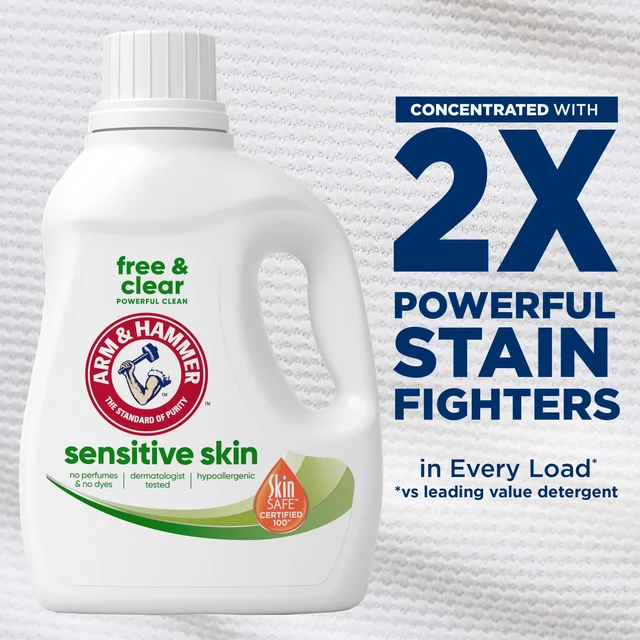 Alt view image 5 of 5 - ARM & HAMMER Sensitive Skin Free & Clear Liquid Laundry Detergent, 105 fl oz, 105 Loads