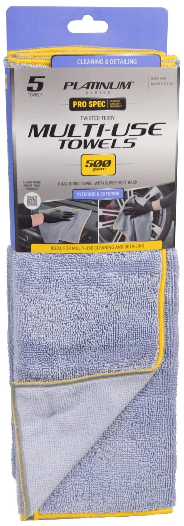Alt view image 6 of 7 - Pro Spec Platinum Series Twisted Terry Multi-Use Detail Towel 16x16 5 Pack