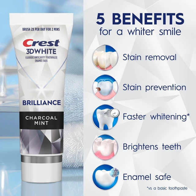 Alt view image 3 of 4 - Crest 3D White Brilliance Charcoal Teeth Whitening Toothpaste, 4.6oz