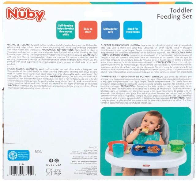 Alt view image 5 of 6 - Nuby 6-Piece Toddler Feeding Set with Plate, Bowl, Snack Keeper, Cup, and Utensils