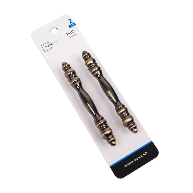 Alt view image 4 of 5 - Mainstays 3" (76mm) Center-to-Center Traditional Cabinet Pull, Antique Brass, 2 Pack