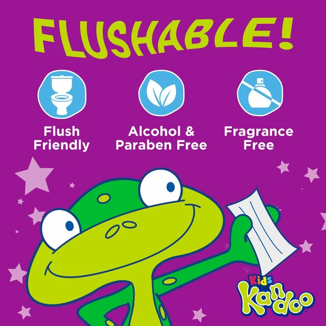 Alt view image 2 of 7 - Kandoo Kids Sensitive Flushable Cleansing Wet Wipes, Potty Training Aid, Fragrance Free, 240Wipes