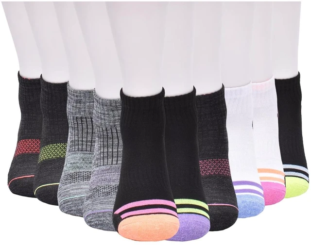 Alt view image 6 of 7 - Athletic Works Girls Ankle Socks (10-Pack) Sizes S-L