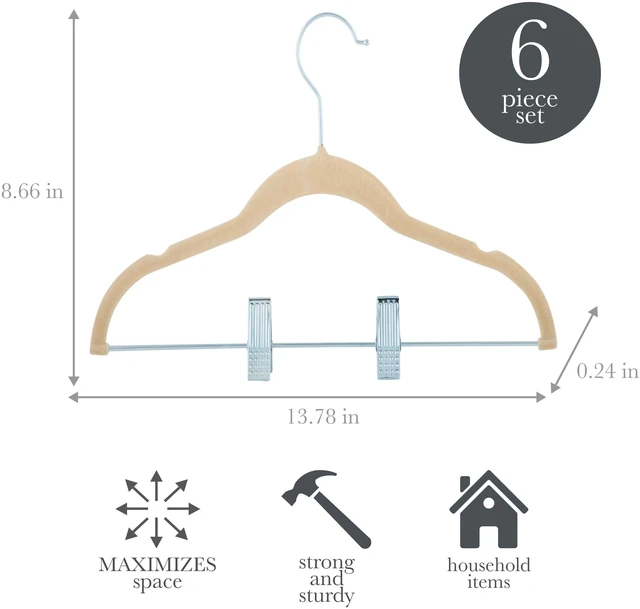 Alt view image 4 of 5 - Simplify Kid's Plastic, Fabric, Metal Clothing Hangers with Clips, 6 Pack