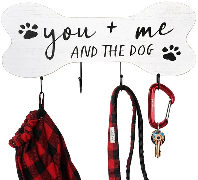 Alt view image 6 of 6 - Mainstays Indoor Pet Wall Plaque with 4 Hooks, White Farmhouse Bone Sign, 7.75in x 15.75in