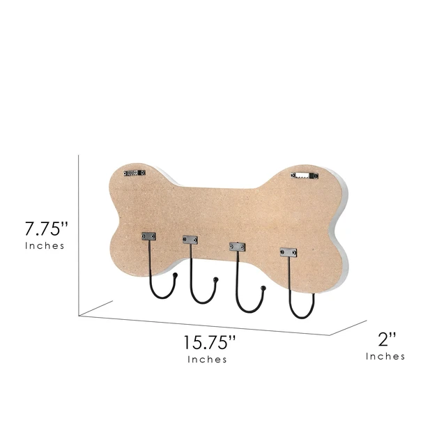 Alt view image 2 of 6 - Mainstays Indoor Pet Wall Plaque with 4 Hooks, White Farmhouse Bone Sign, 7.75in x 15.75in