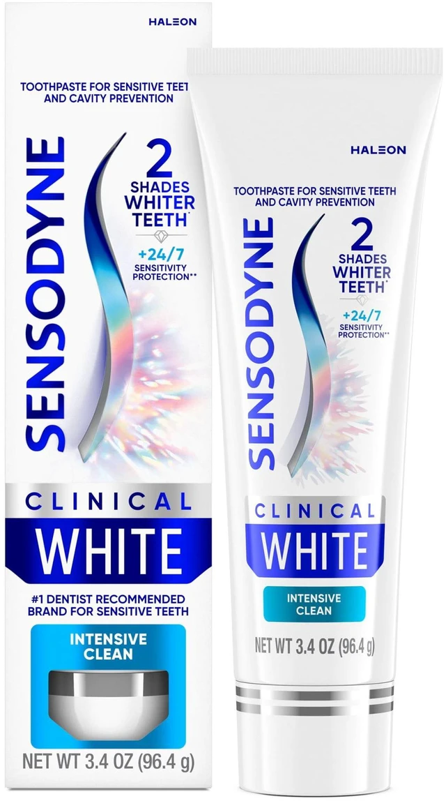 Main image of Sensodyne Clinical White Toothpaste for Sensitive Teeth, Intensive Clean, 3.4 Oz