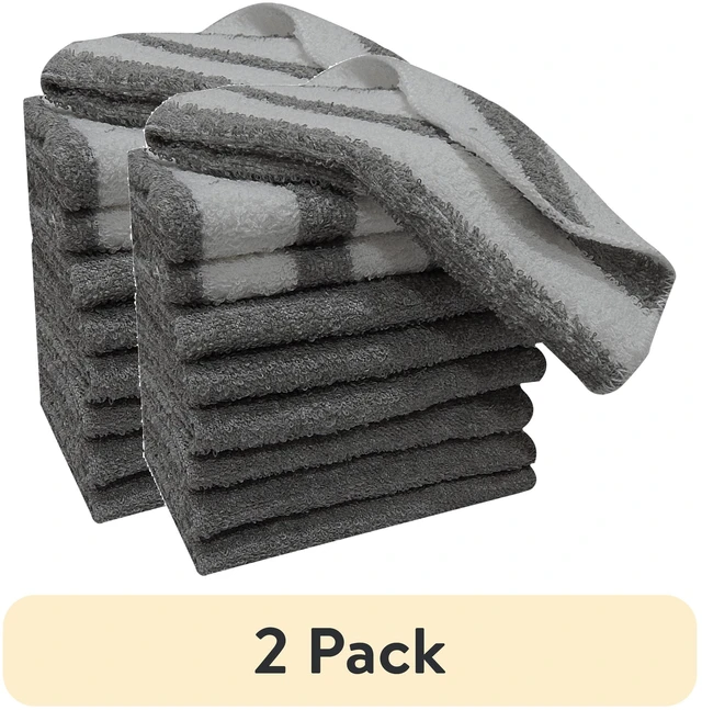 Main image of Mainstays Solid/Stripe Kitchen Dishcloth Set 9-Pack (2 Pack), Gray