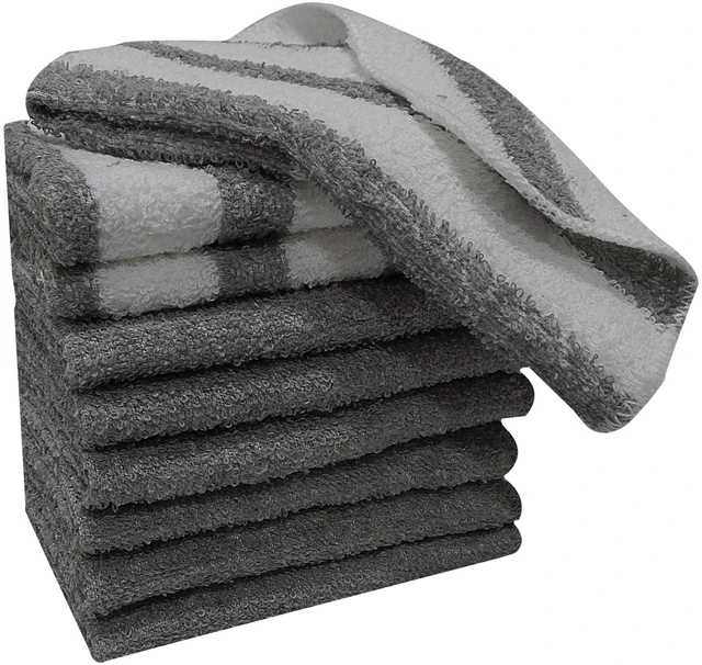Alt view image 3 of 5 - Mainstays Solid/Stripe Kitchen Dishcloth Set 9-Pack (2 Pack), Gray