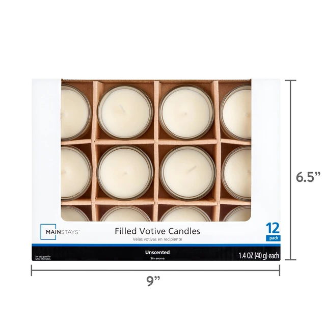 Alt view image 4 of 5 - Mainstays 12-Pack Unscented Filled Votive Glass Candles, Ivory